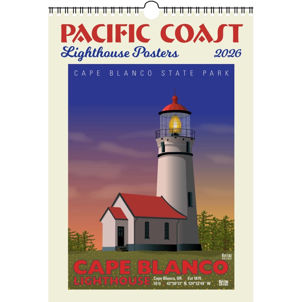 Pacific Northwest Lighthouses Poster 2026 Wall Calendar Main Image