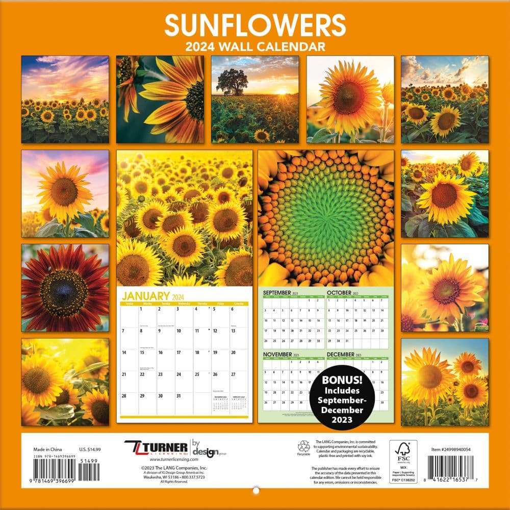 Sunflowers 2024 Wall Calendar Alternate Image 1