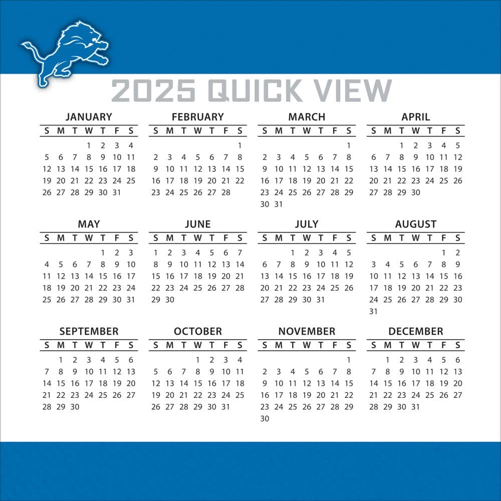 NFL Detroit Lions 2025 Desk Calendar Third Alternate Image