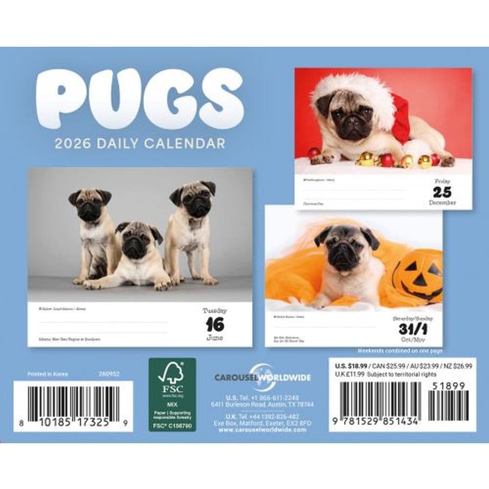 Pugs 2026 Desk Calendar First Alternate Image