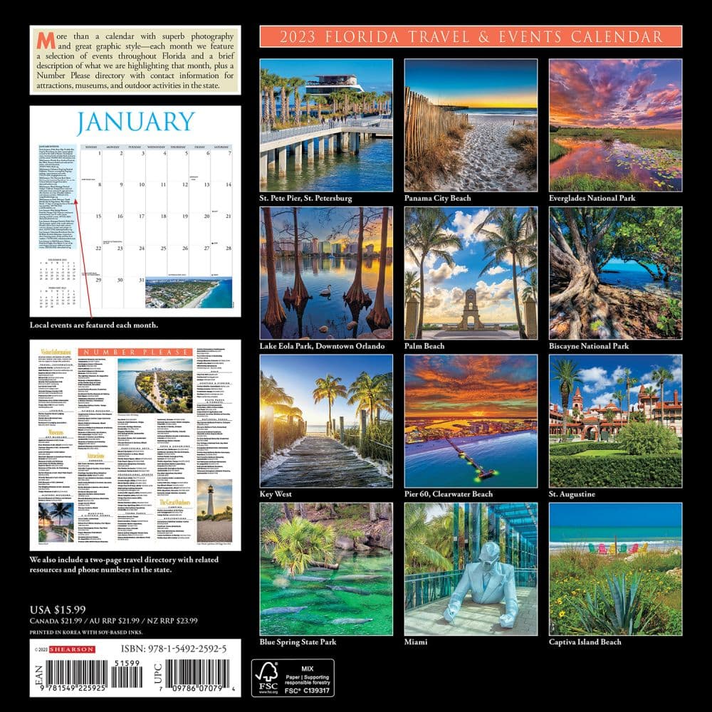 Florida Travel and Events 2023 Wall Calendar - Calendars.com