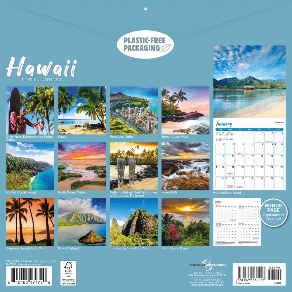 Hawaii 2026 Wall Calendar First Alternate Image