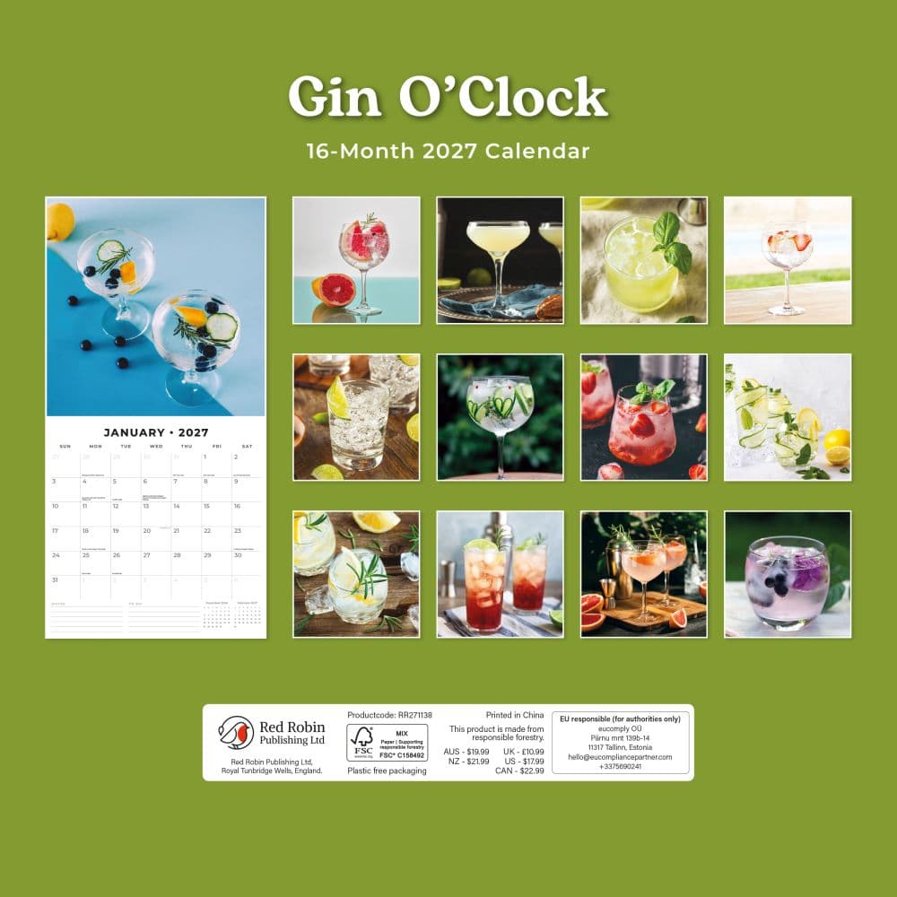 Gin O'Clock 2027 Wall Calendar First Alternate Image