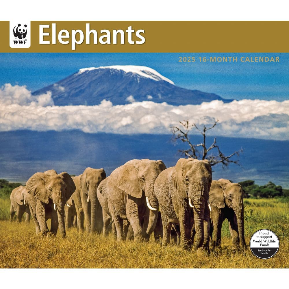 Elephants WWF 2025 Wall Calendar