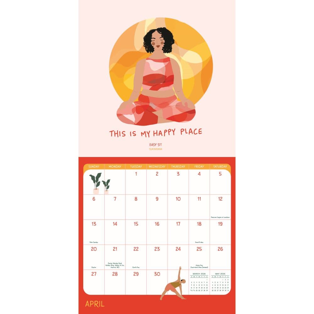 Yoga Is My Happy Place 2025 Wall Calendar interior 1