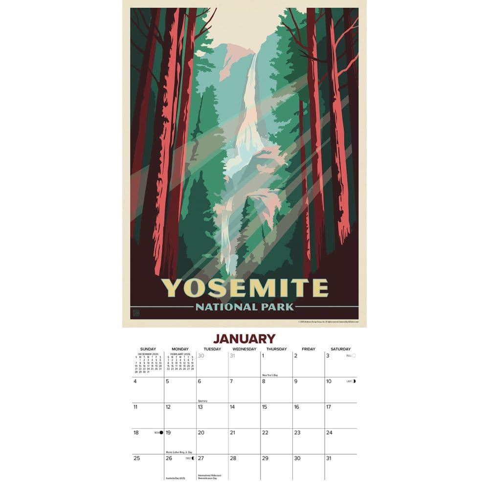 National Parks Classic Travel Posters 2026 Mini Wall Calendar Second Alternate Image