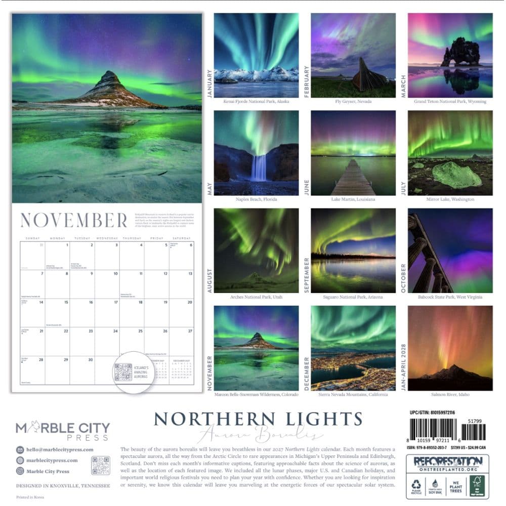 Northern Lights 2027 Wall Calendar First Alternate Image