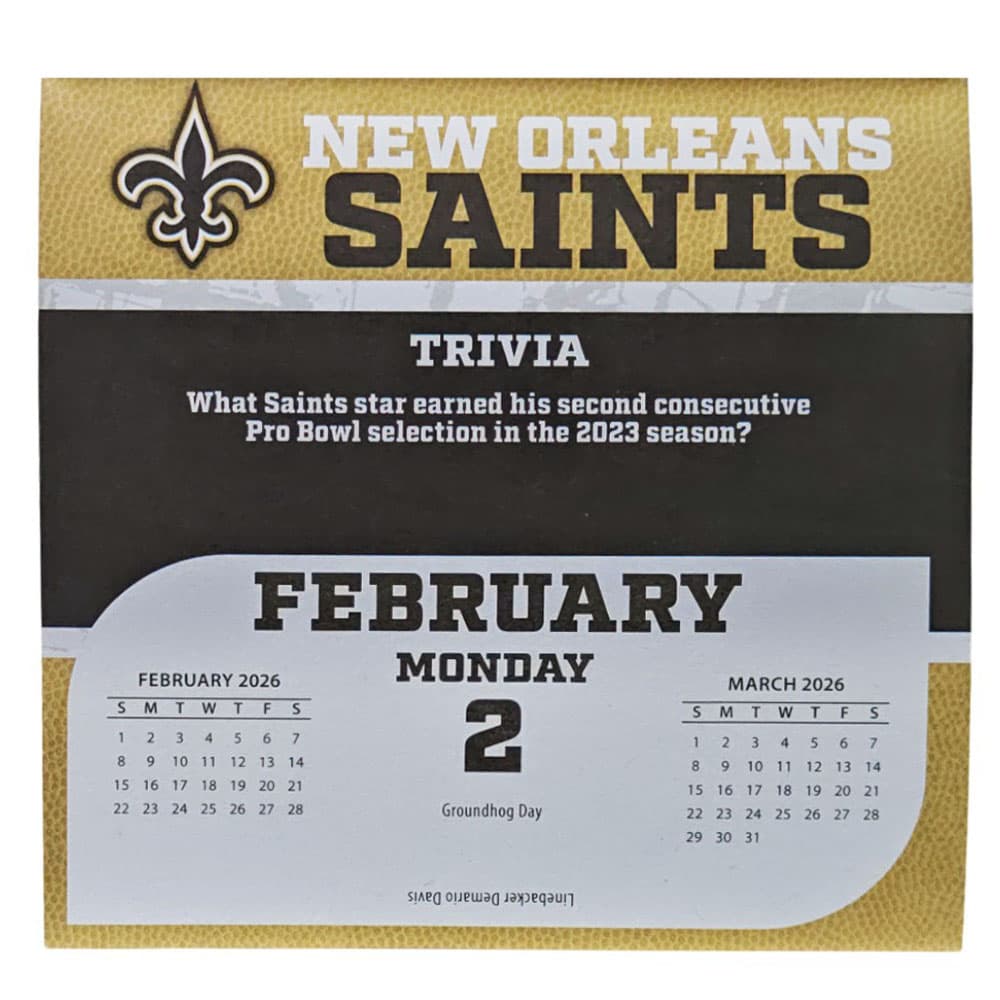 NFL New Orleans Saints 2026 Desk Calendar Third Alternate Image