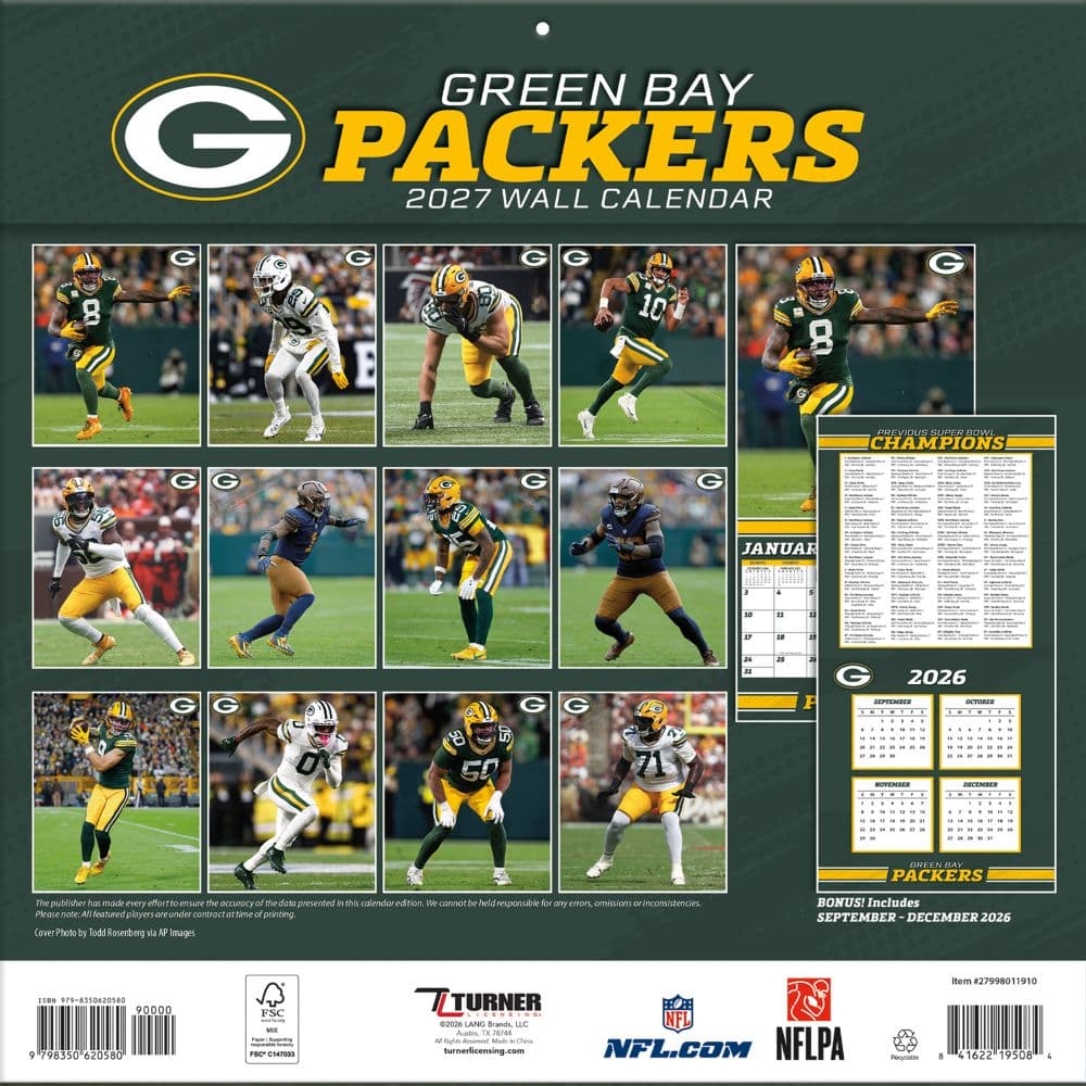 NFL Green Bay Packers 2027 Wall Calendar First Alternate Image