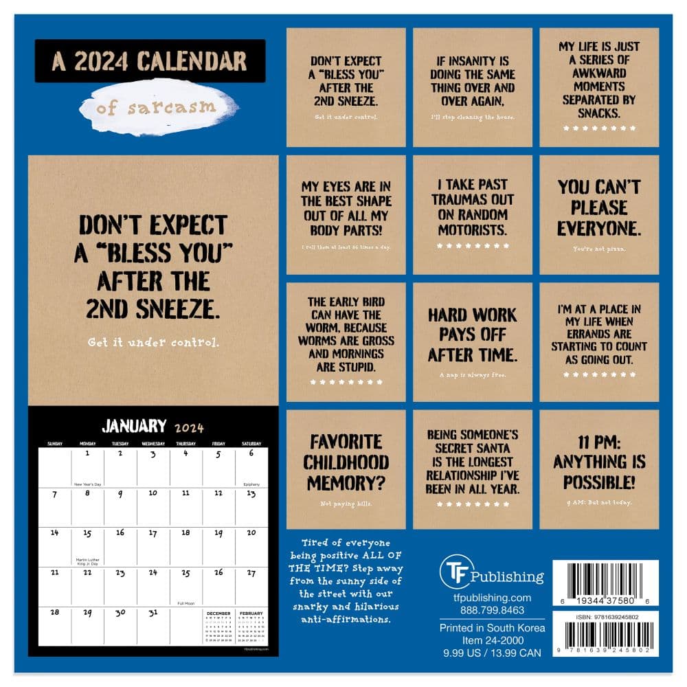 AntiAffirmations 2025 Mini Wall Calendar