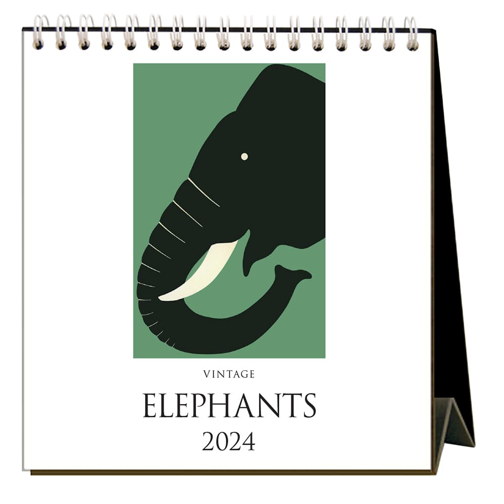 Elephants 2024 Easel Desk Calendar