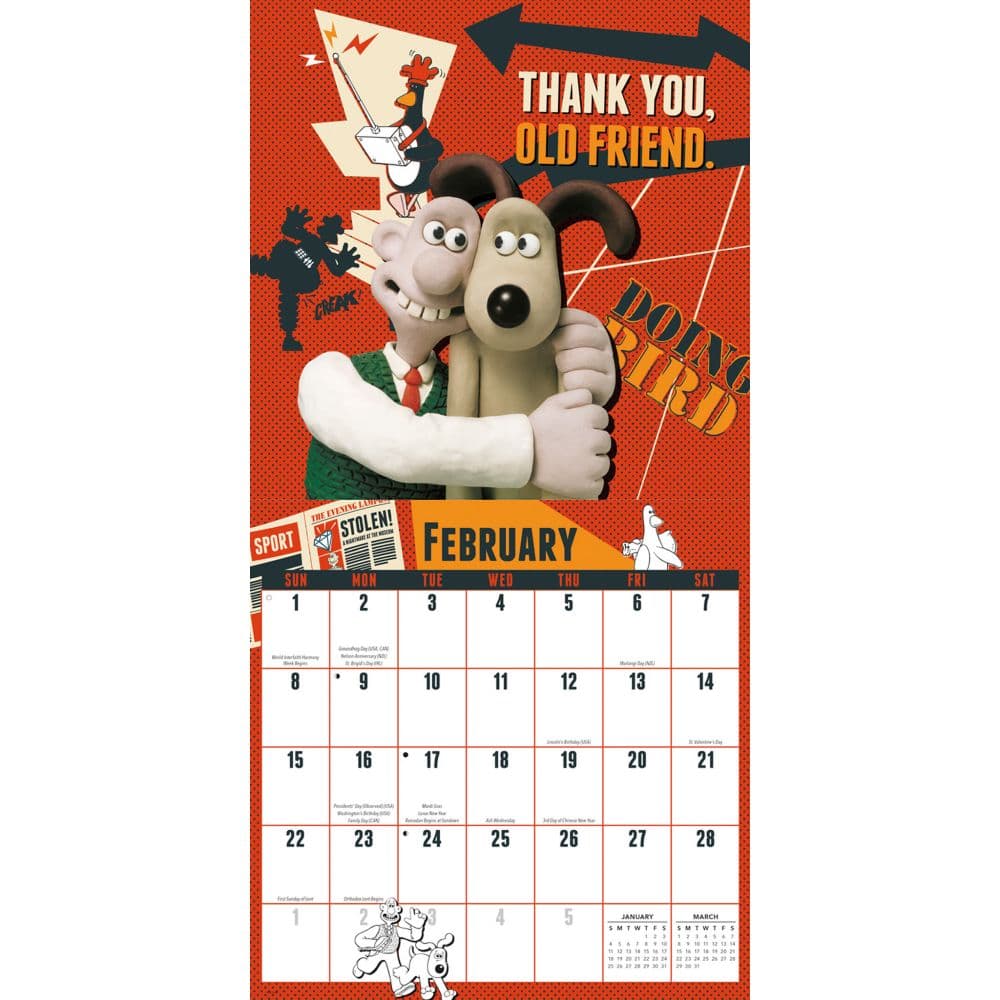 Wallace and Gromit 2026 Wall Calendar Second Alternate Image