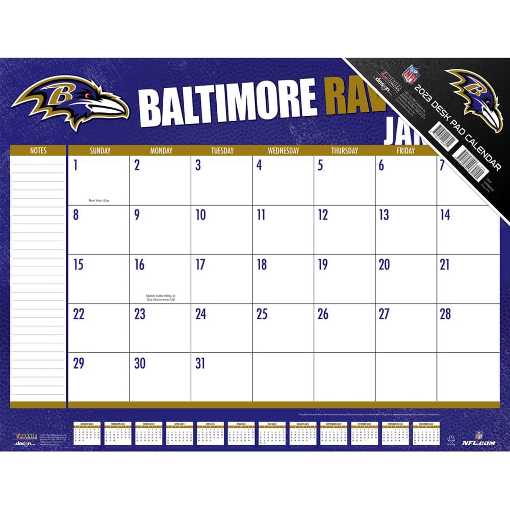 Turner Sports NFL Baltimore Ravens 2023 Desk Pad