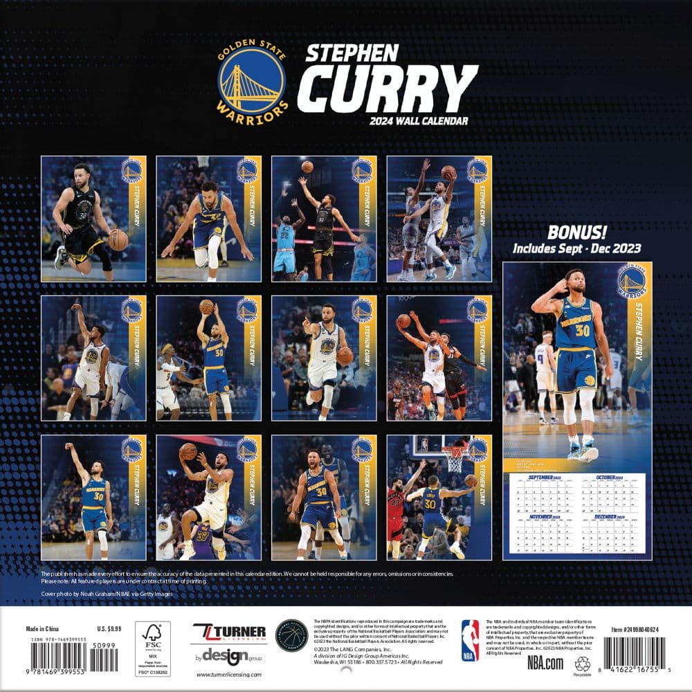 Stephen Curry 2024 Mini Wall Calendar