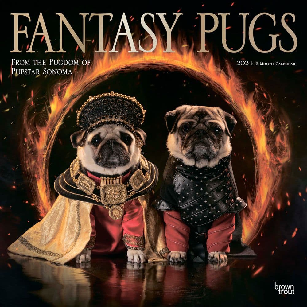 Fantasy Pugs 2024 Wall Calendar