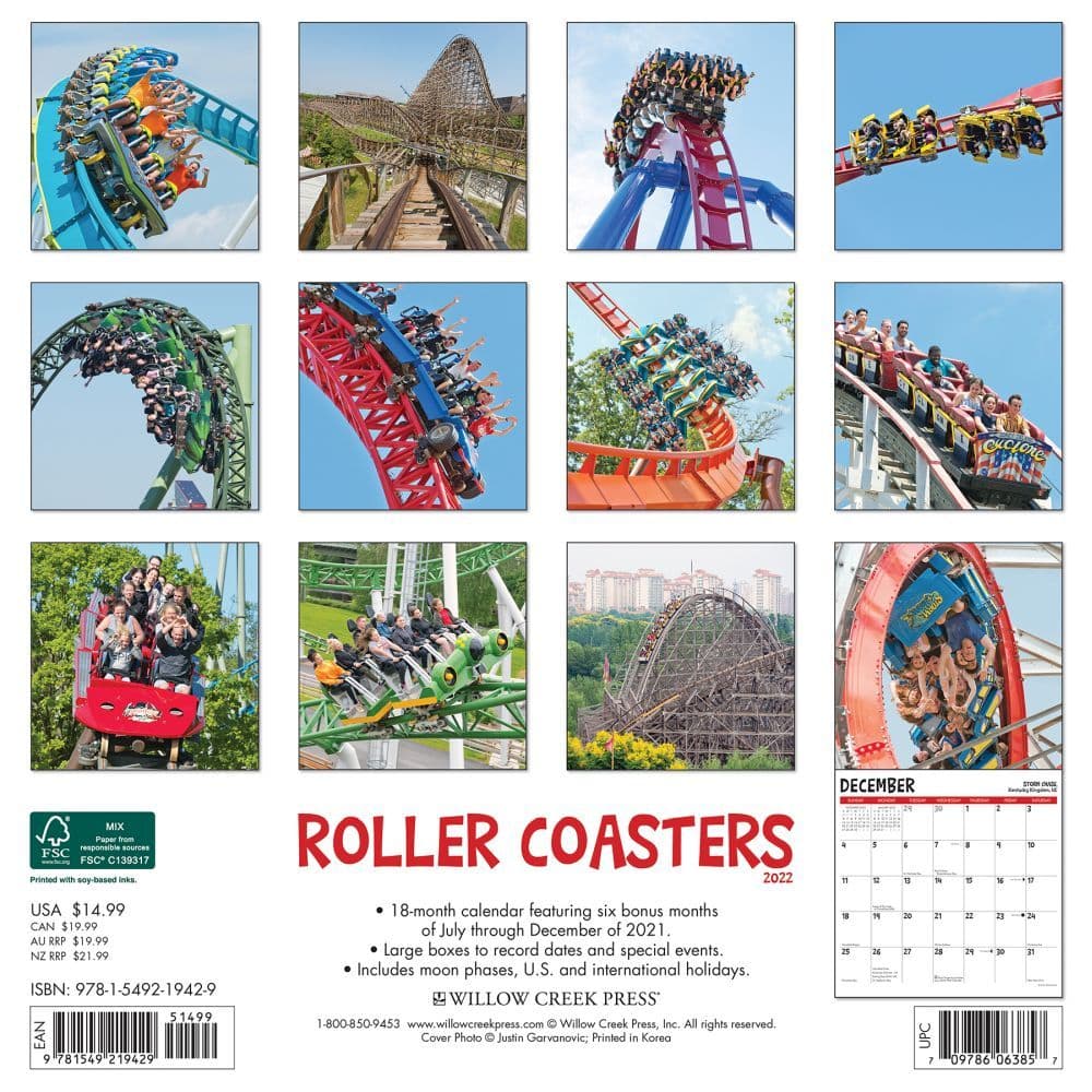 Roller Coasters 2022 Wall Calendar - Calendars.com