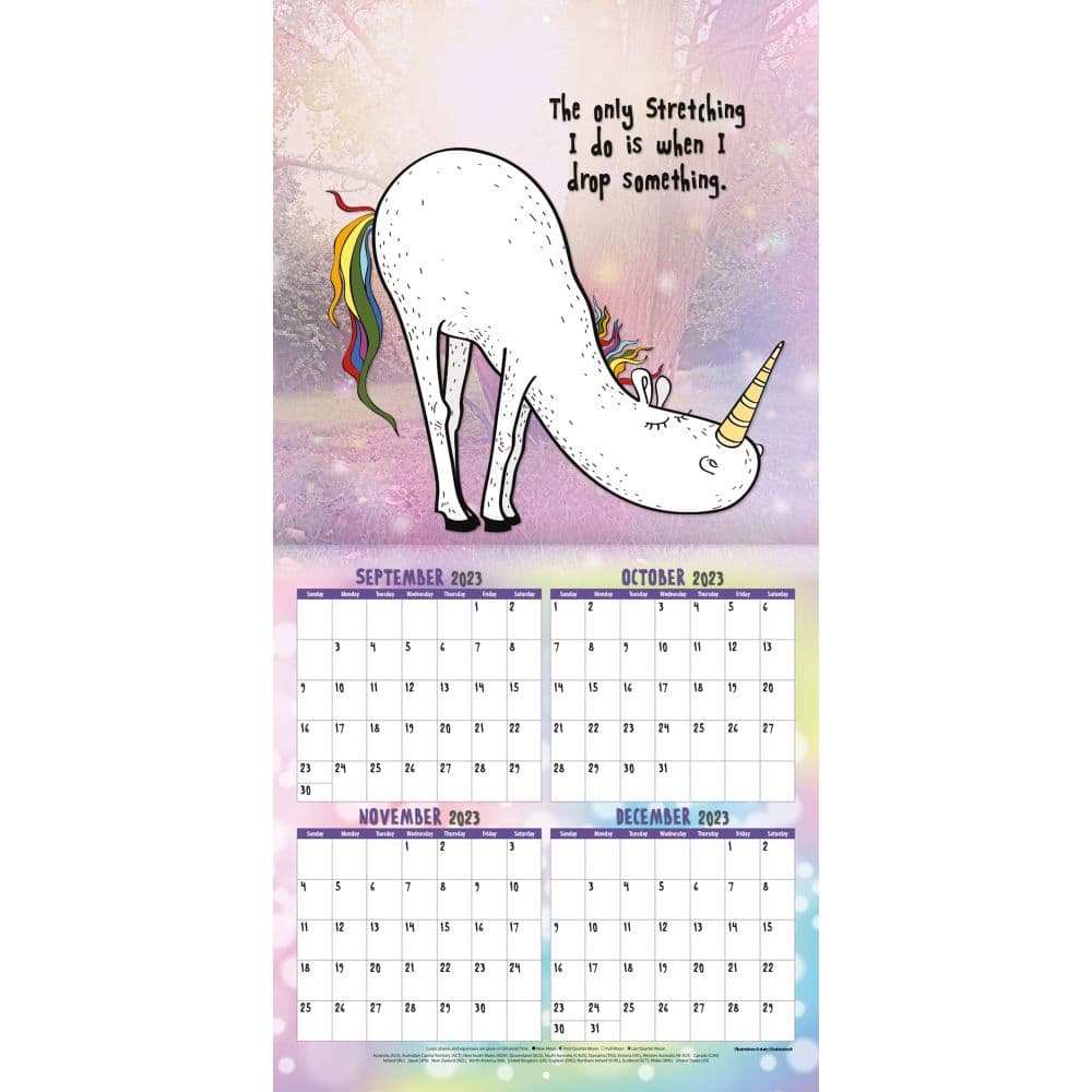 Unicorn Yoga 2024 Mini Wall Calendar Alternate Image 3