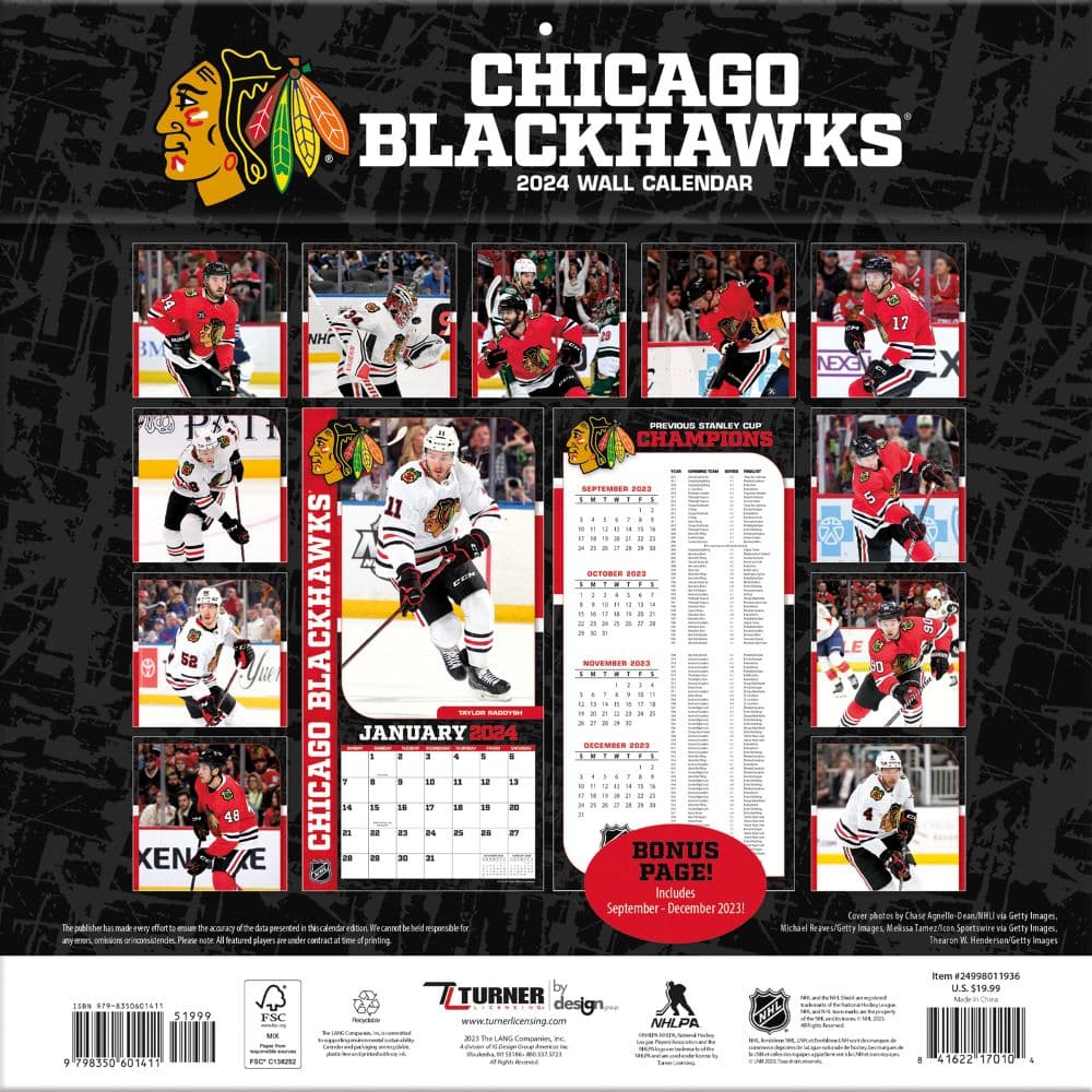 Chicago Blackhawks 2024 Wall Calendar