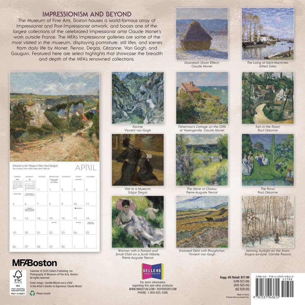 Impressionism and Beyond 2026 Wall Calendar First Alternate image