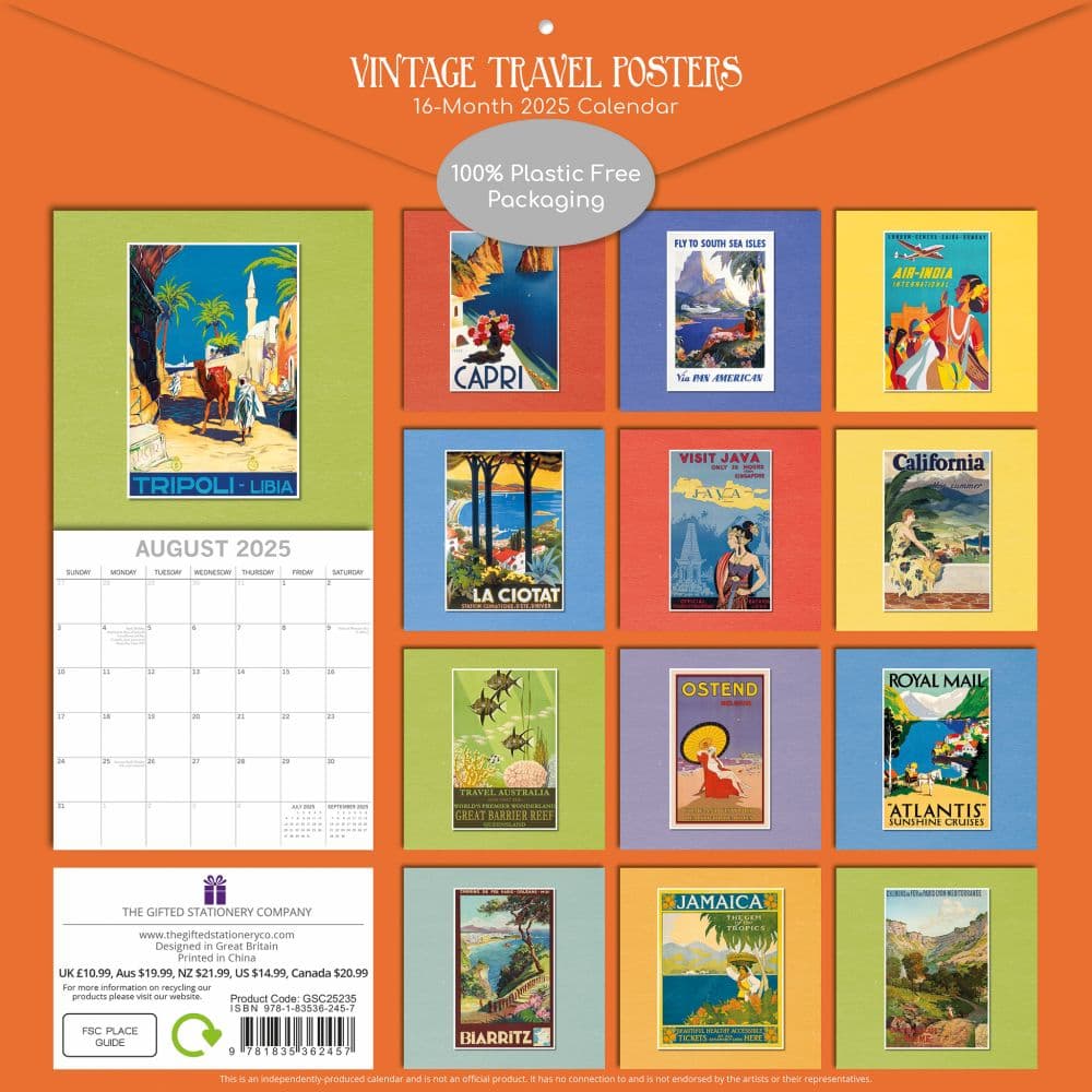 Vintage Travel Posters 2025 Wall Calendar First Alternate Image width=&quot;1000&quot; height=&quot;1000&quot;