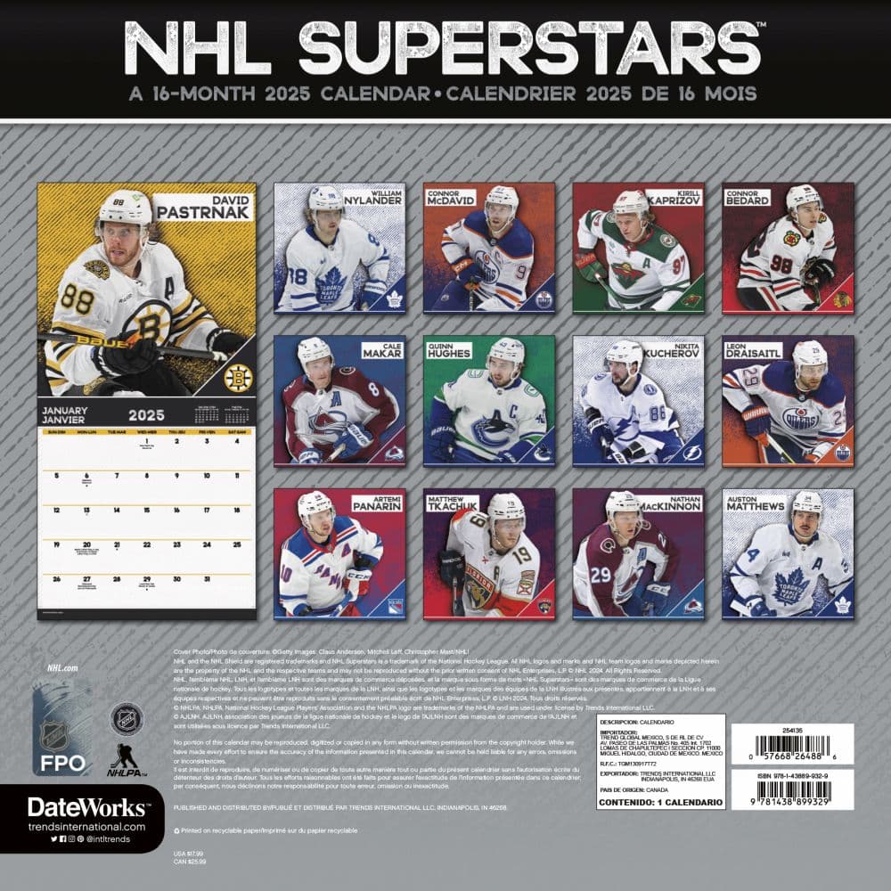 NHL Superstars 2025 Wall Calendar Third Alternate Image width=&quot;1000&quot; height=&quot;1000&quot;