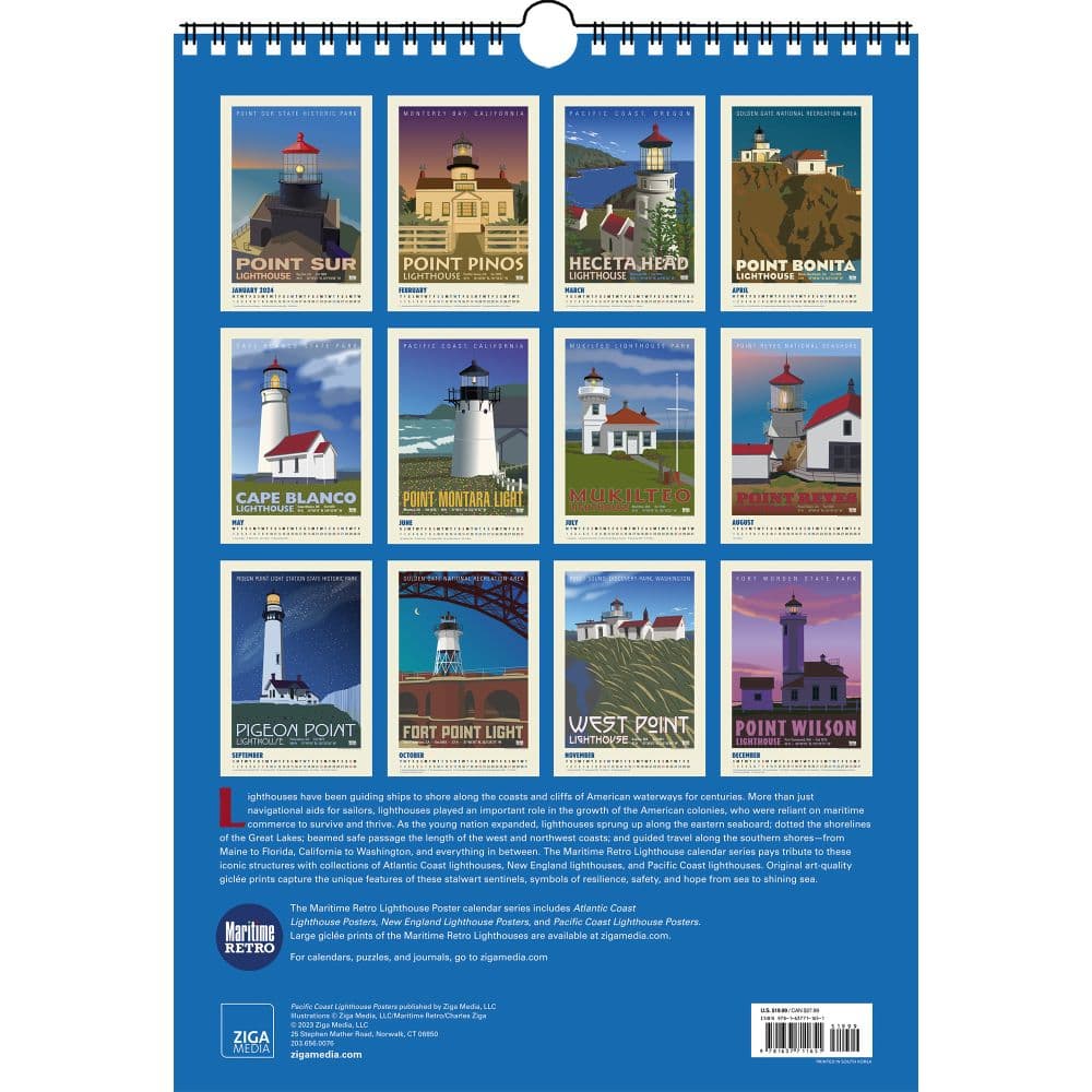 Pacific NW Lighthouses Poster 2024 Wall Calendar First Alternate Image width=&quot;1000&quot; height=&quot;1000&quot;