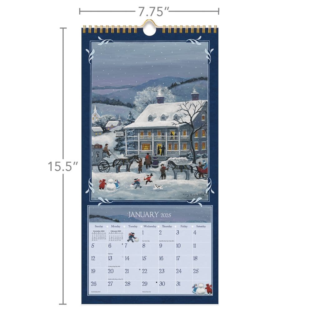 LANG Folk Art 2025 Vertical Wall Calendar by Mary Singleton