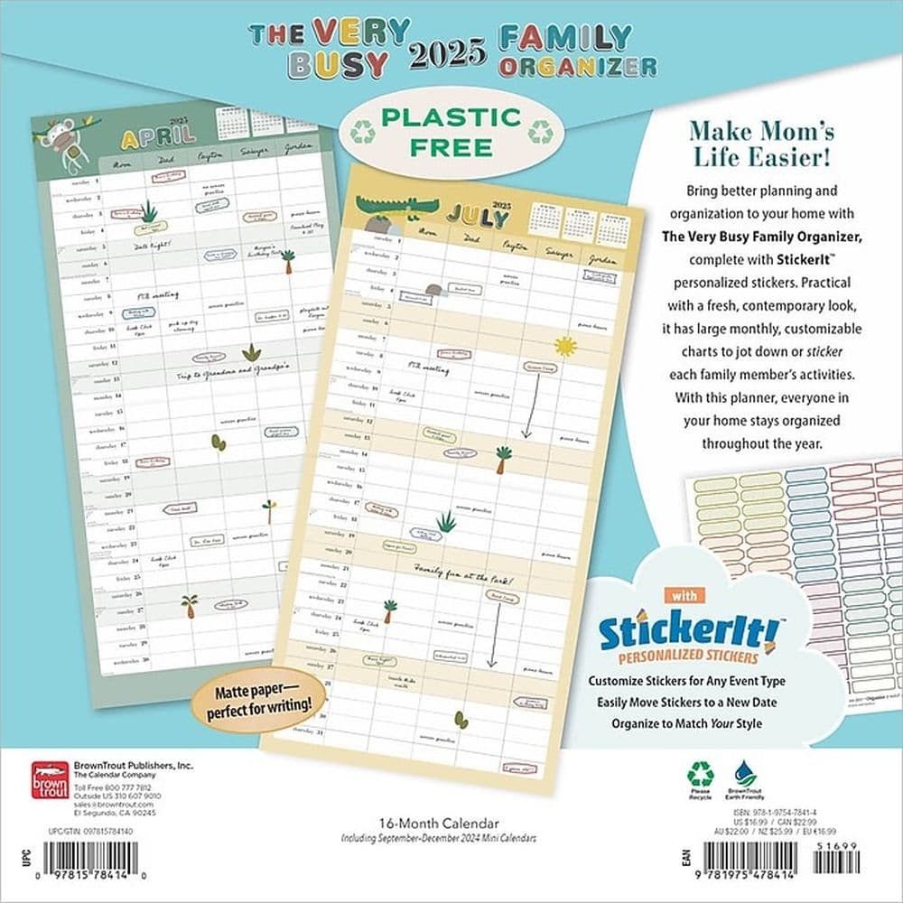 Very Busy Family Organizer 2025 Wall Calendar First Alternate Image