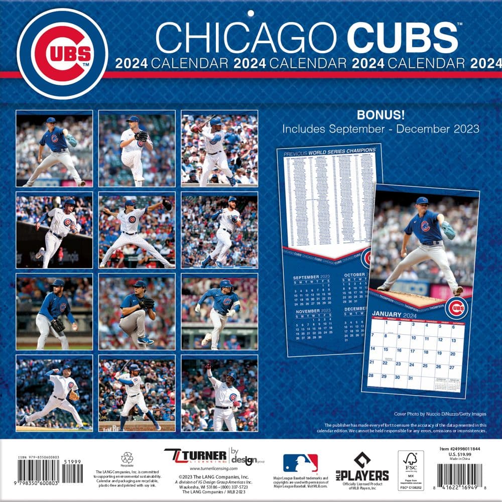 Chicago Cubs 2024 Wall Calendar - Calendars.com