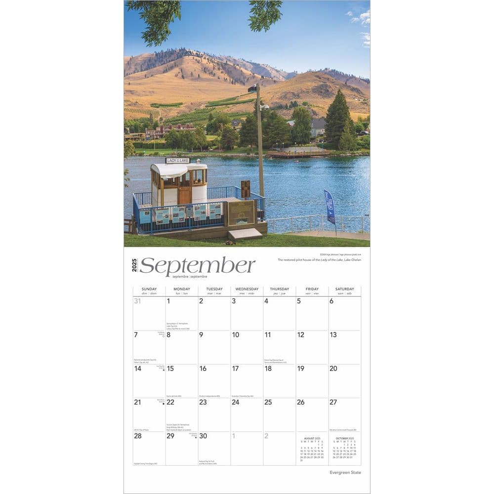 Evergreen State Washington Places 2025 Wall Calendar Third Alternate Image