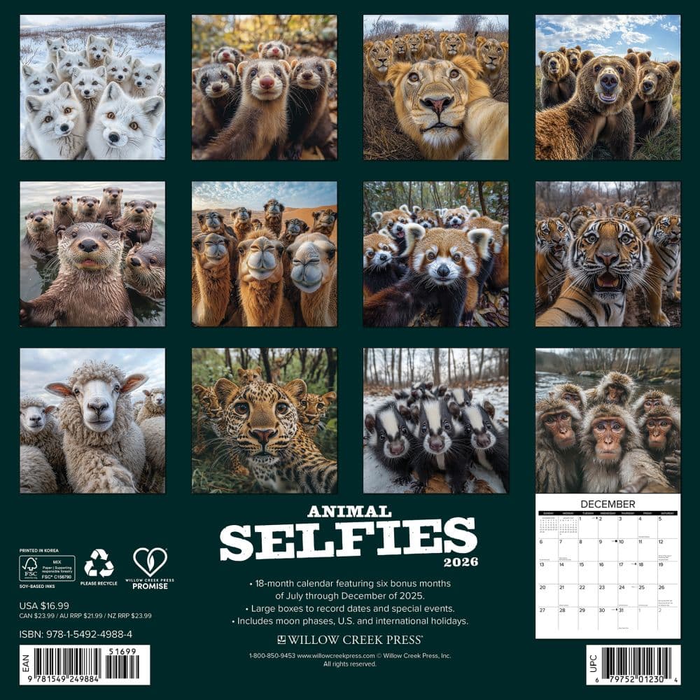 Animal Selfies 2026 Wall Calendar First Alternate Image