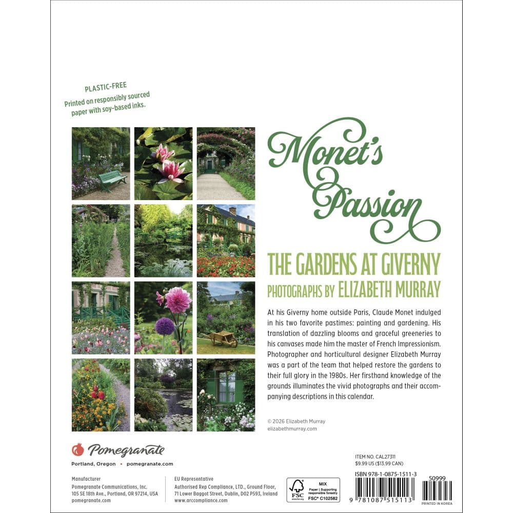 Monets Passion 2027 Mini Wall Calendar by Elizabeth Murray First Alternate Image