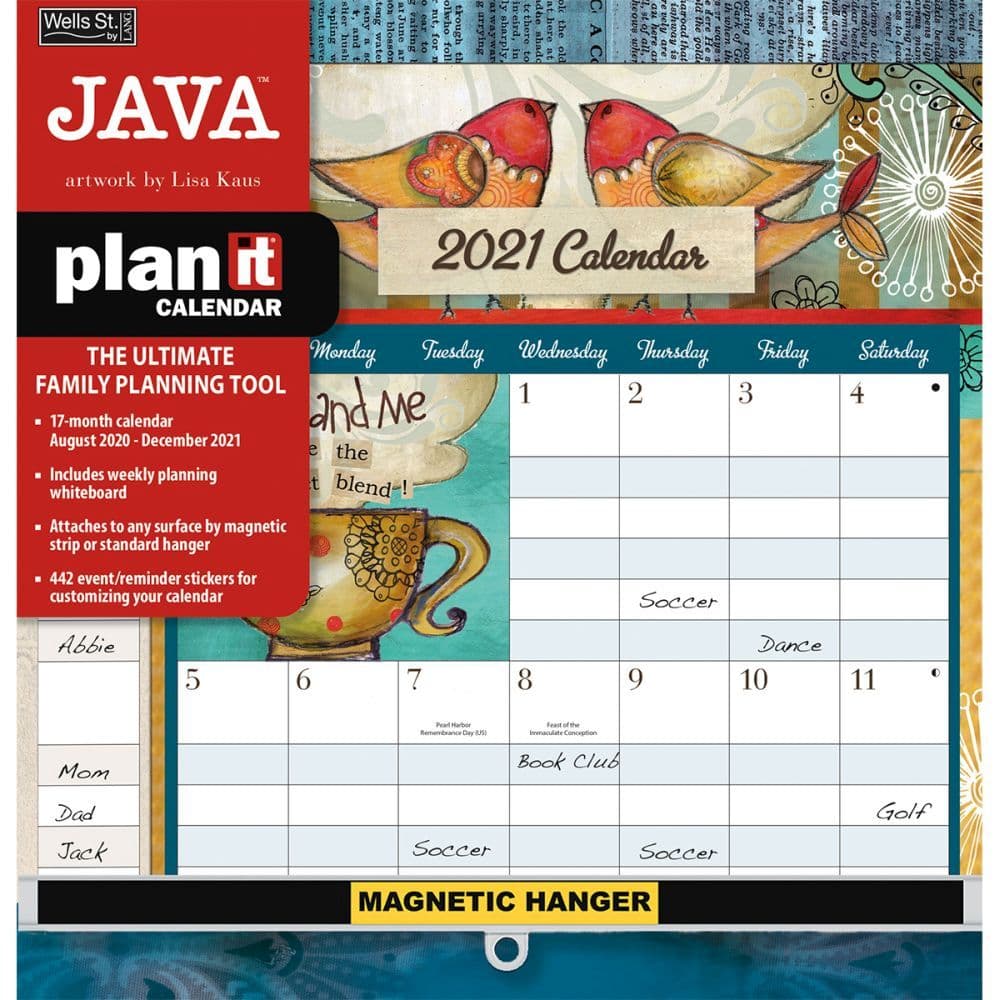 Java Plan-It Plus Wall Calendar by Lisa Kaus