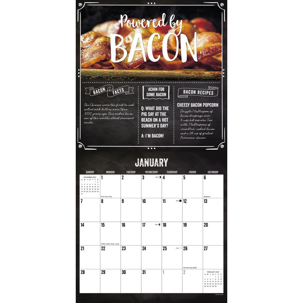 MMMMMMMM Bacon 2024 Wall Calendar