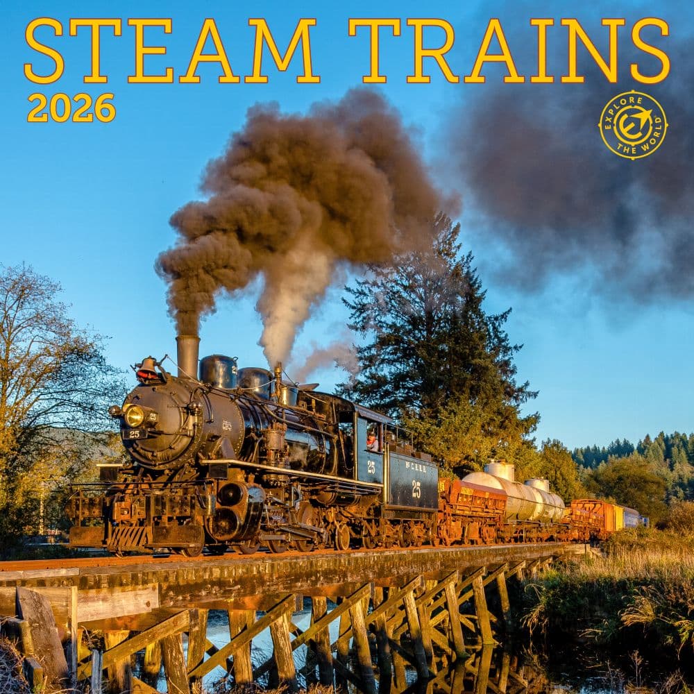 Steam Trains 2026 Wall Calendar Main Image