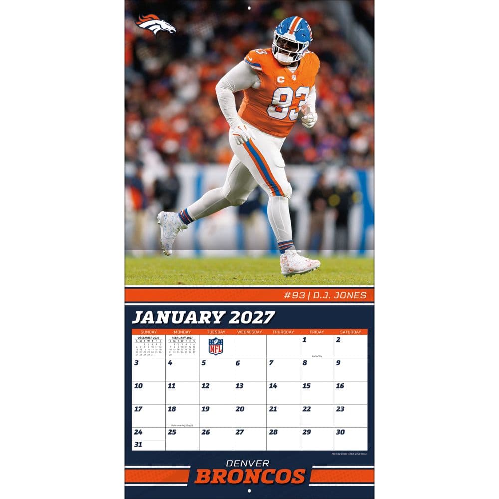 NFL Denver Broncos 2027 Wall Calendar Third Alternate Image
