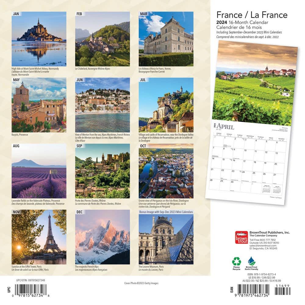 France La France-English French 2024 Wall Calendar First Alternate Image width=&quot;1000&quot; height=&quot;1000&quot;