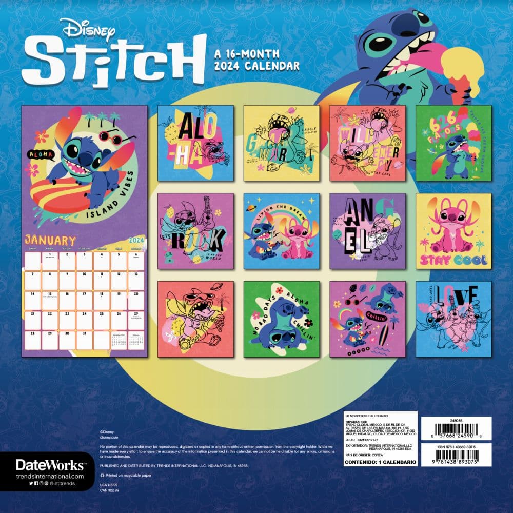 Disney Stitch 2024 Wall Calendar Alternate Image 2