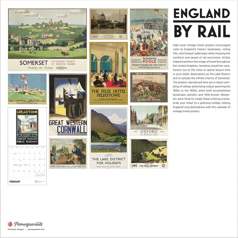 England by Rail Vintage Travel Posters 2026 Wall Calendar First Alternate Image