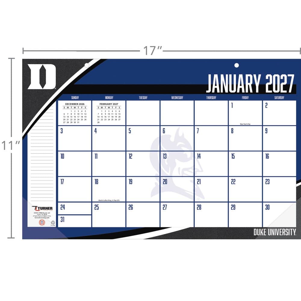 Duke Blue Devils 2027 Desk Pad 17" X 11" Third Alternate Image