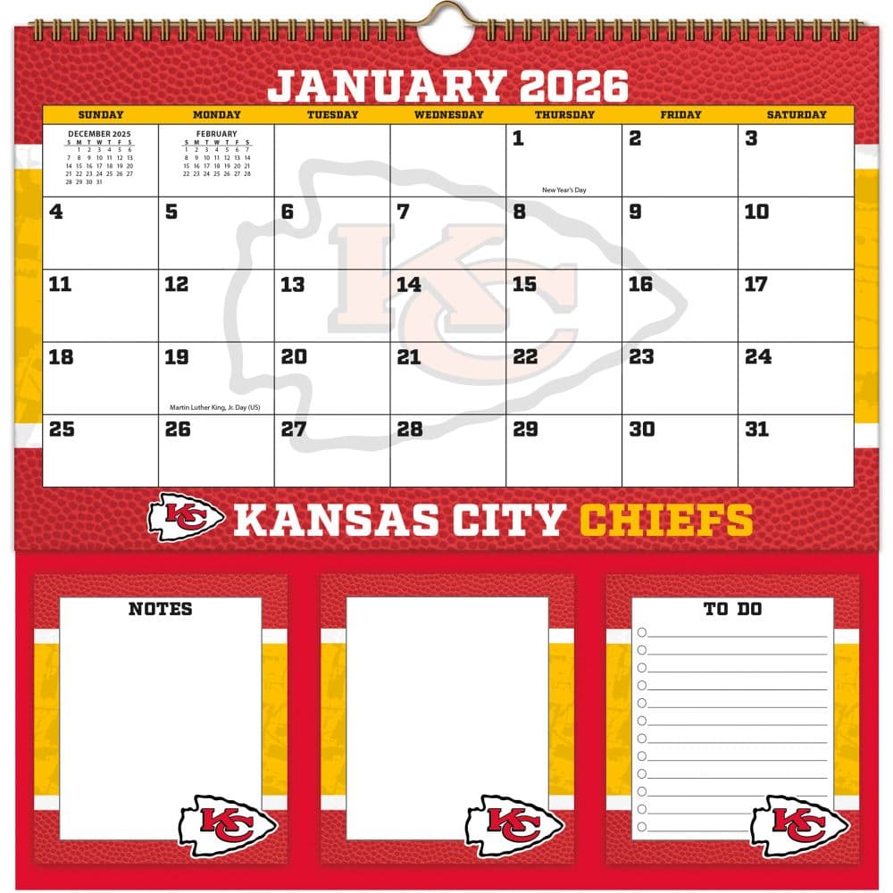 image NFL Kansas City Chiefs 2026 Memomate Spiral Wall Calendar