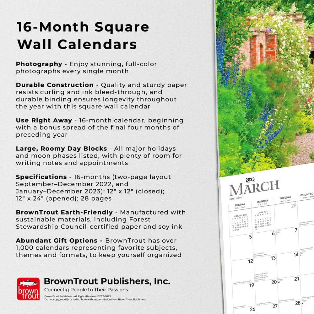 Country Gardens Wall Calendar - Calendars.com