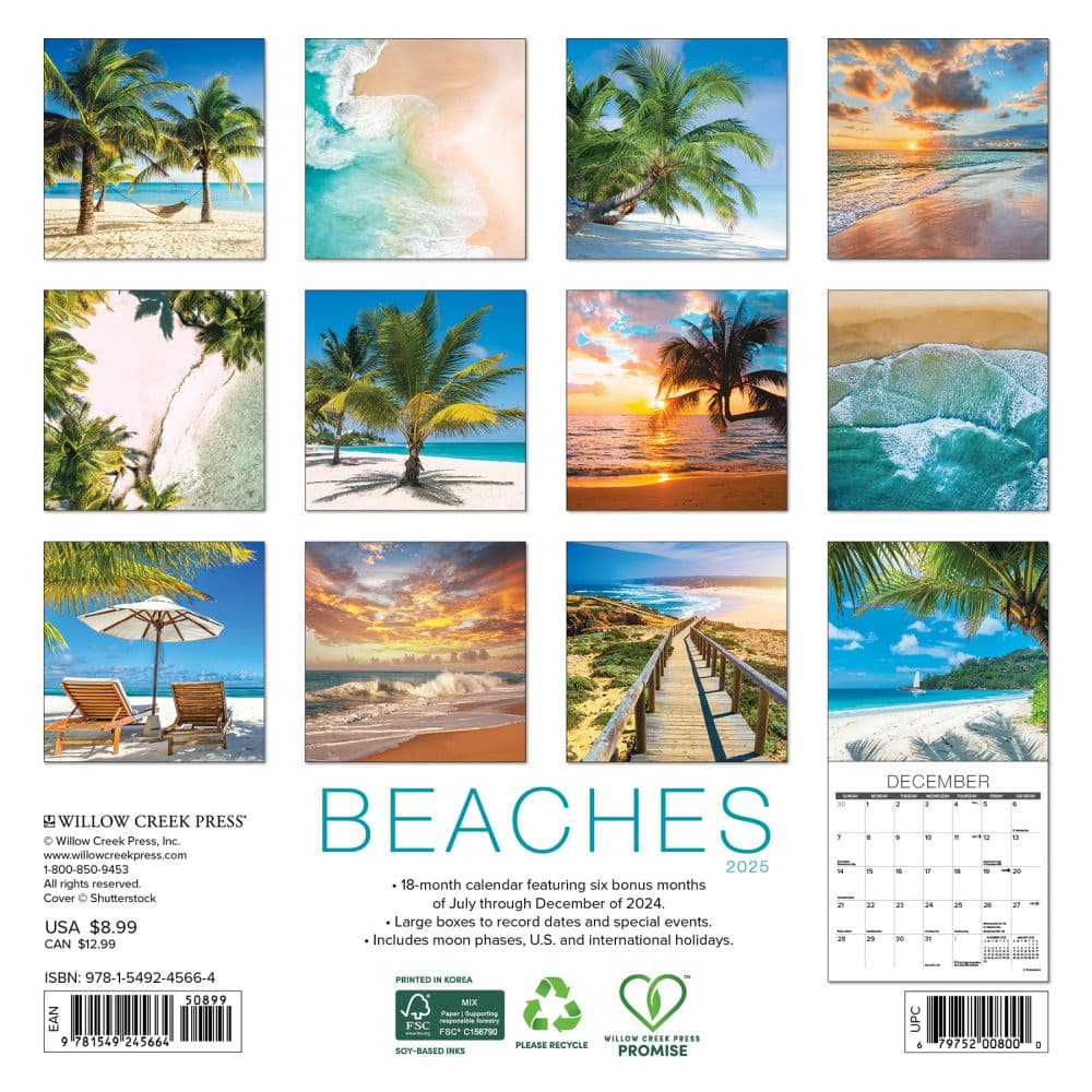 Beaches 2025 Mini Wall Calendar - Calendars.com