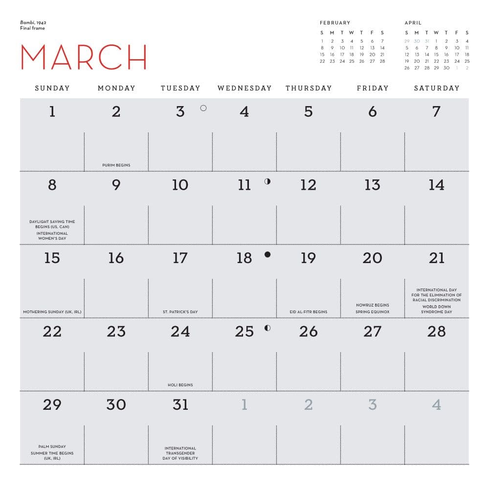 Disney Animation 2026 Wall Calendar Seventh Alternate Image