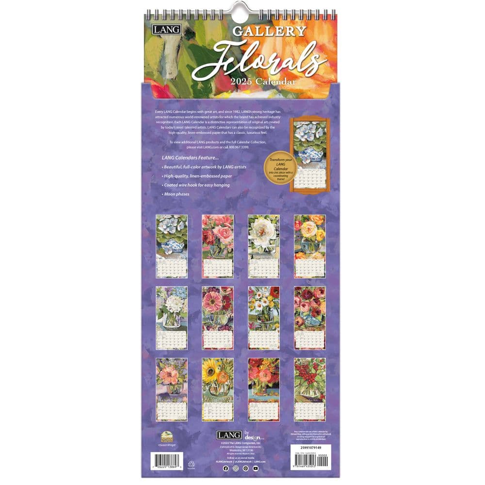 Gallery Florals 2025 Vertical Wall Calendar by Susan Winget_ALT3