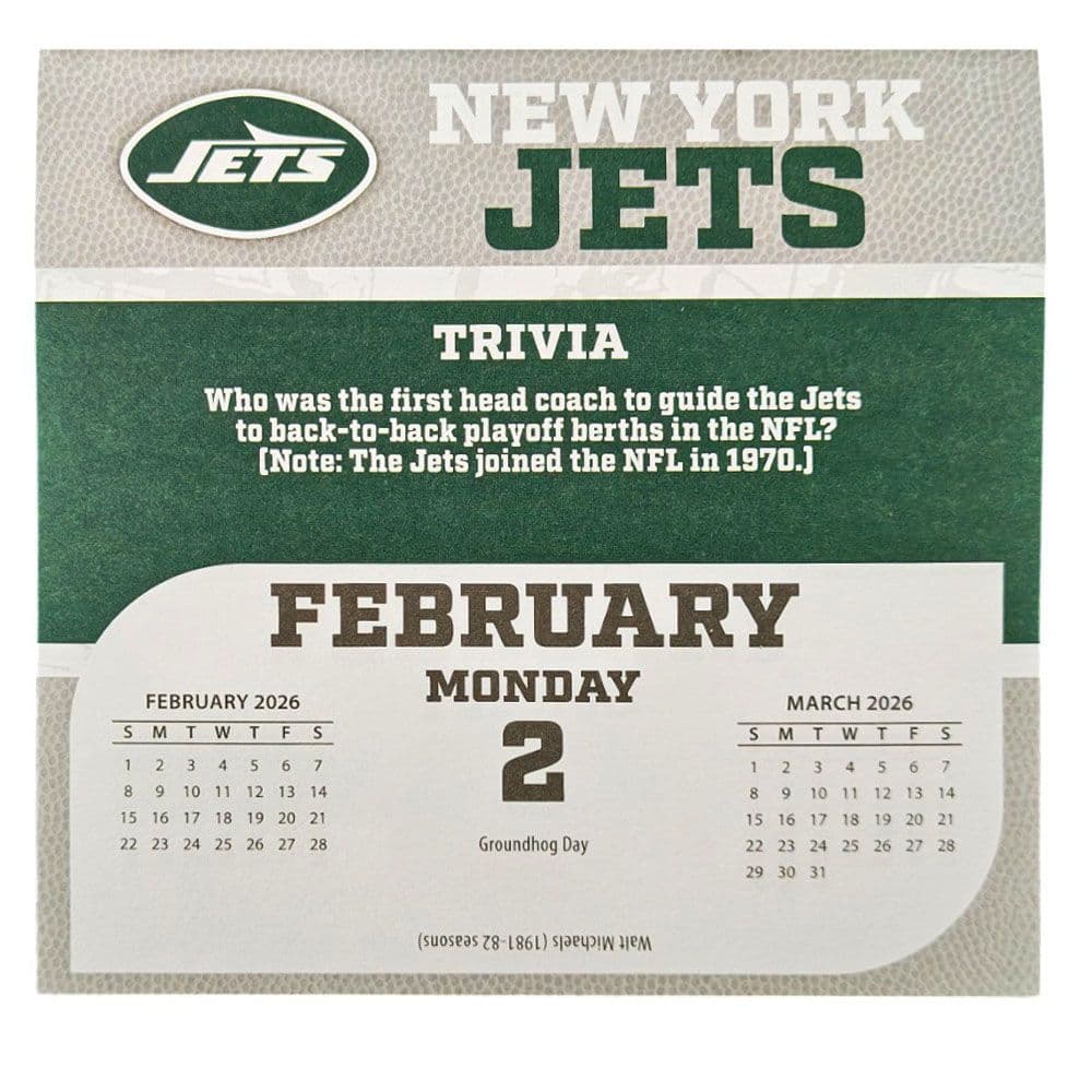 NFL New York Jets 2026 Desk Calendar Third Alternate Image