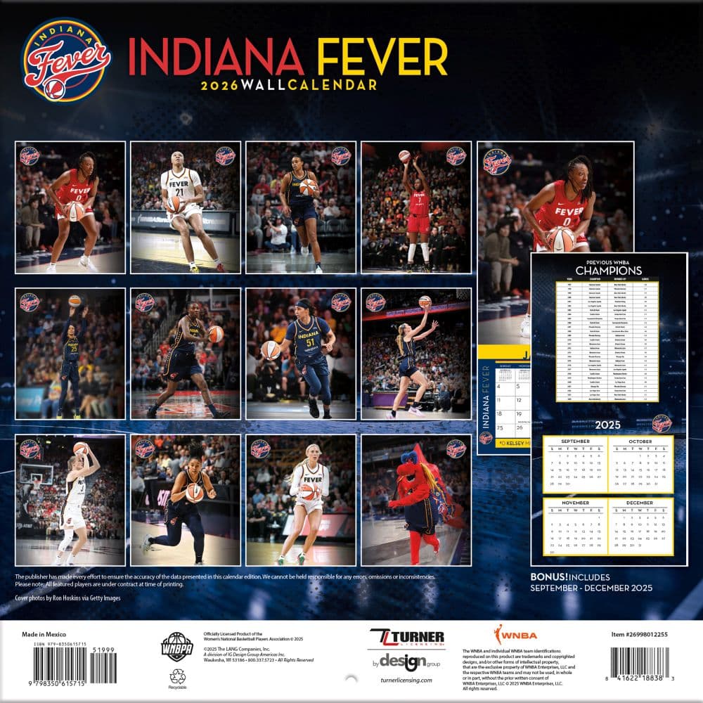 Indiana Fever 2026 Wall Calendar First Alternate Image