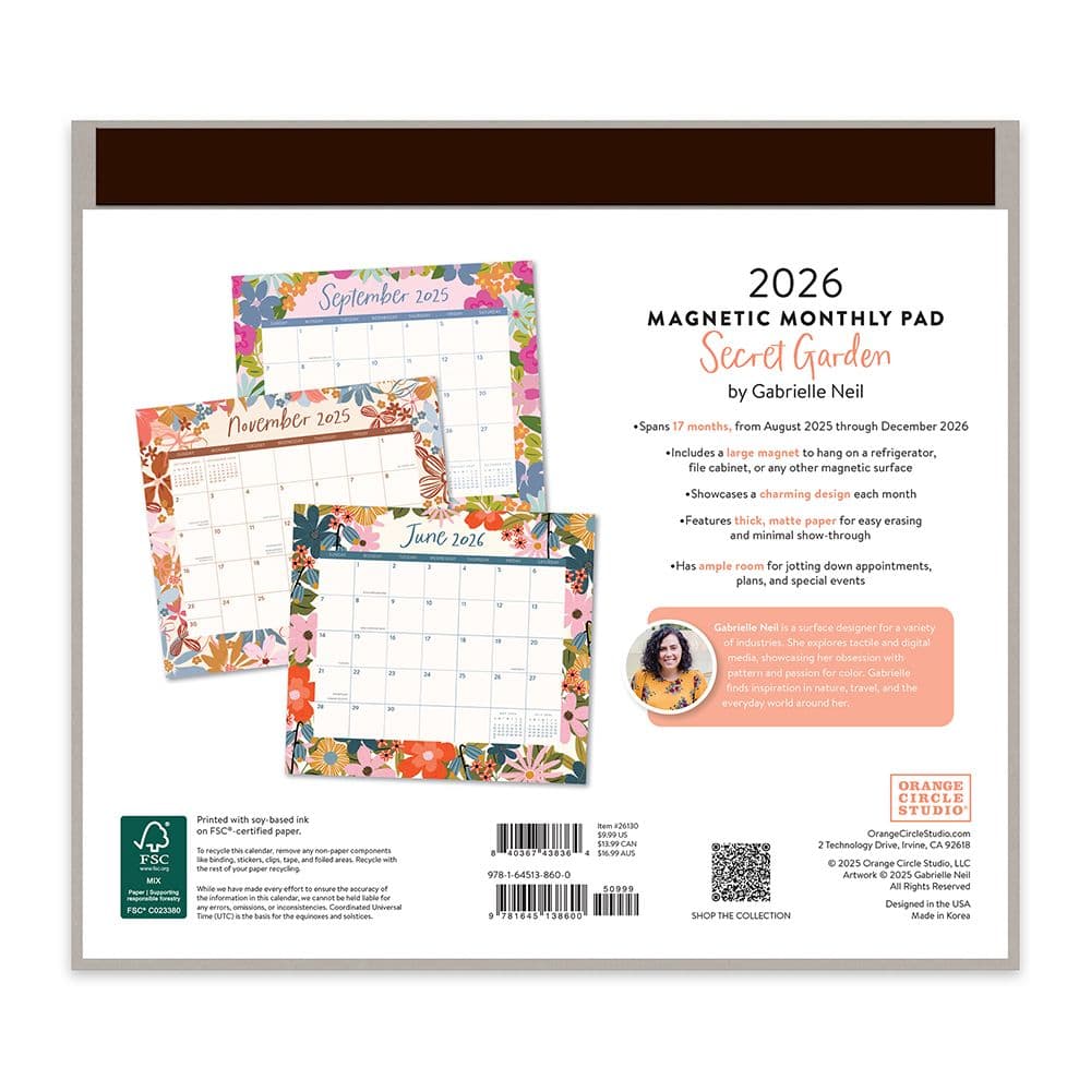 Secret Garden 2026 Magnetic Calendar First Alternate Image
