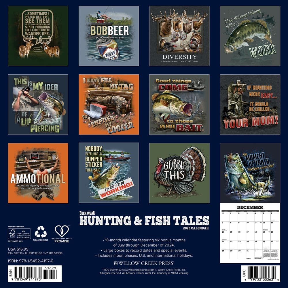 Buck Wears Hunting Fishing Tales 2025 Wall Calendar First Alternate Image width=&quot;1000&quot; height=&quot;1000&quot;