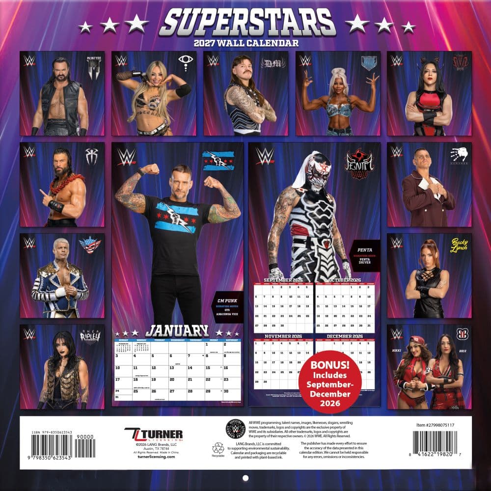WWE Superstars 2027 Wall Calendar First Alternate Image